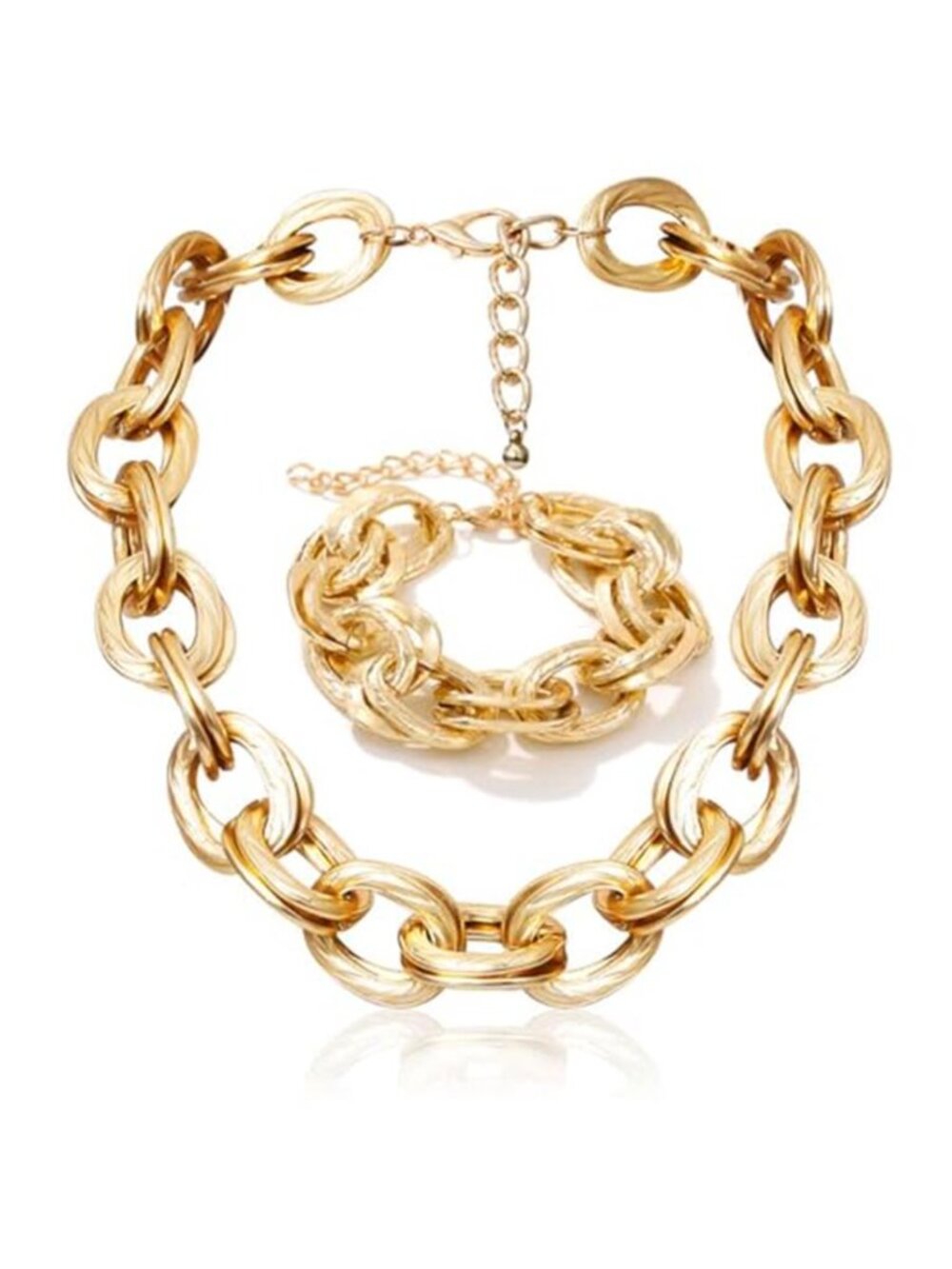 Chunky Gold Necklace and Bracelet Set